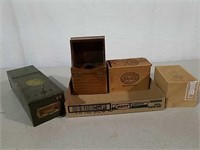 Vintage boxes and safe deposit box