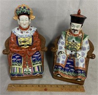 Hand Painted Porcelain Chinese Emperor And Empress