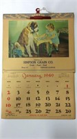 Vintage 1949 Simpson Grain Co wall calendar