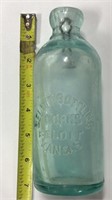 Vintage Beloit Bottling Works blue glass bottle