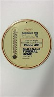 Vintage McDonald Funeral Home thermometer