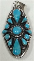 Silver/turquoise pendant 5.37 grms with stones