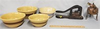 Country Lot: Yellow Ware Mixing Bowls, Cutter....