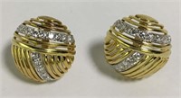 18k Gold And Diamond Ball Earrings