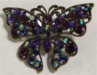 Purple Rhinestone Butterfly Pin