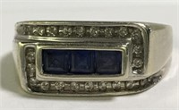 10k Gold Men's Ring With Diamonds & Sapphires