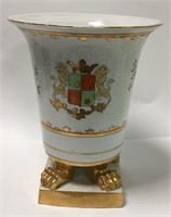 Hand Painted Porcelain Coat Of Arms Vase