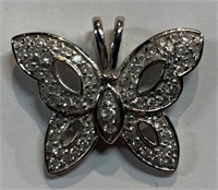 Sterling Silver Butterfly Clear Stone Pendant