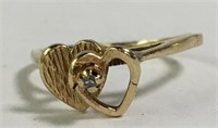 10k Gold Heart Ring With Diamond