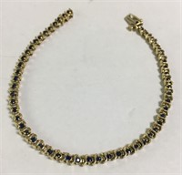 14k Gold Bracelet With Blue Stones