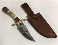 Inlaid Handle Knife With Damascene Blade