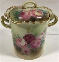 Painted Flowered Jar With Lid