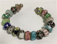 Cuff Bracelet With Art Glass Beads