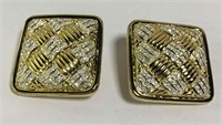 Rhinestone Goldtone Clip Earrings