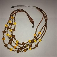 Brown Art Glass Beaded Necklace