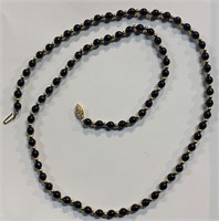 14k Gold And Black Onyx Beaded Necklace