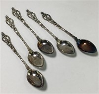 Set Of 5 800 Silver Salt Spoons