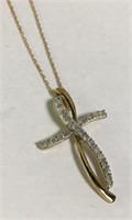 10k Gold And Diamond Cross Pendant Necklace