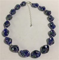 Sterling Silver And Art Glass Necklace