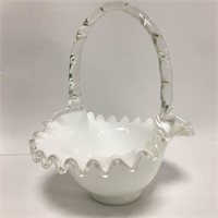 Silver Crest Milk Glass Basket