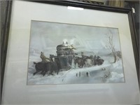 Stage Couch In Snow Framed Print 32x26