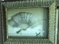 22x19 Painted Feather Fan & Cameo Deep Set Frane