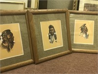 3 Framed Indian Prints  15 x 18