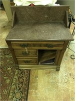 Vintage Heavy Marble Top Side Board Dry Sink