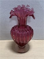 Italian Cranberry Bubble Dot Pattern Vase