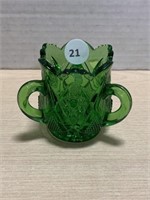 Green Pressed Glass Toothpick Holder