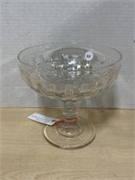 Pressed Glass Basket Weave Compote