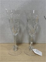 2 Crystal Thistle Champagne Glasses