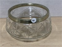 Pressed Glass Serving Bowl with EPNS Rim