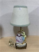 Porcelain Figurine Mounted on Brass Base for Lamp