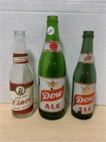 3 Beer Bottles - 2 Dow and 1 Carling Cinci