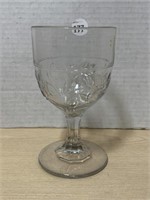 Pressed Glass Goblet - Open Rose Pattern