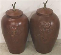 Abroad terracotta red jars w/ lids