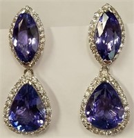 Platinum Tanzanite & Diamond dangle earrings