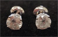 14K White gold 2.07 ct diamond stud earrings