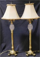 Pair Waterford pineapple buffet lamps