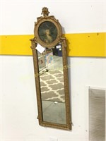 Antique Ornate Victorian Print Framed Mirror