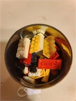 Old Legos In Handpainted Can