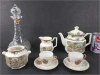 Carafe verre /ensenble pour le thé en porcelaine