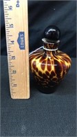Vintage vases glass amber leopard print perfume