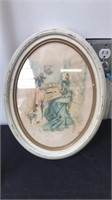 14” framed oval art piece see pic for artist