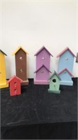 6 wooden bird houses