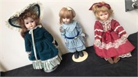 3 porcelain dolls