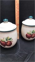 2 Apple design canister one has small crack