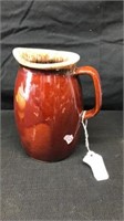 7” Vintage hull brown drip pottery pitcher