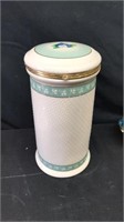 11” blue and white  canister